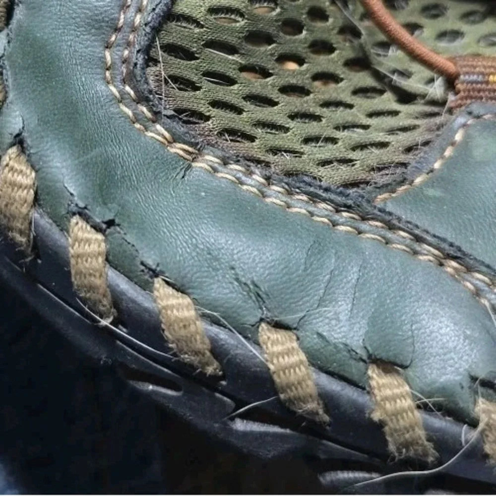 Menico Bluegreen Mens 9 Rubber Toe Cap Leather Handmade Breathable Water Sandals